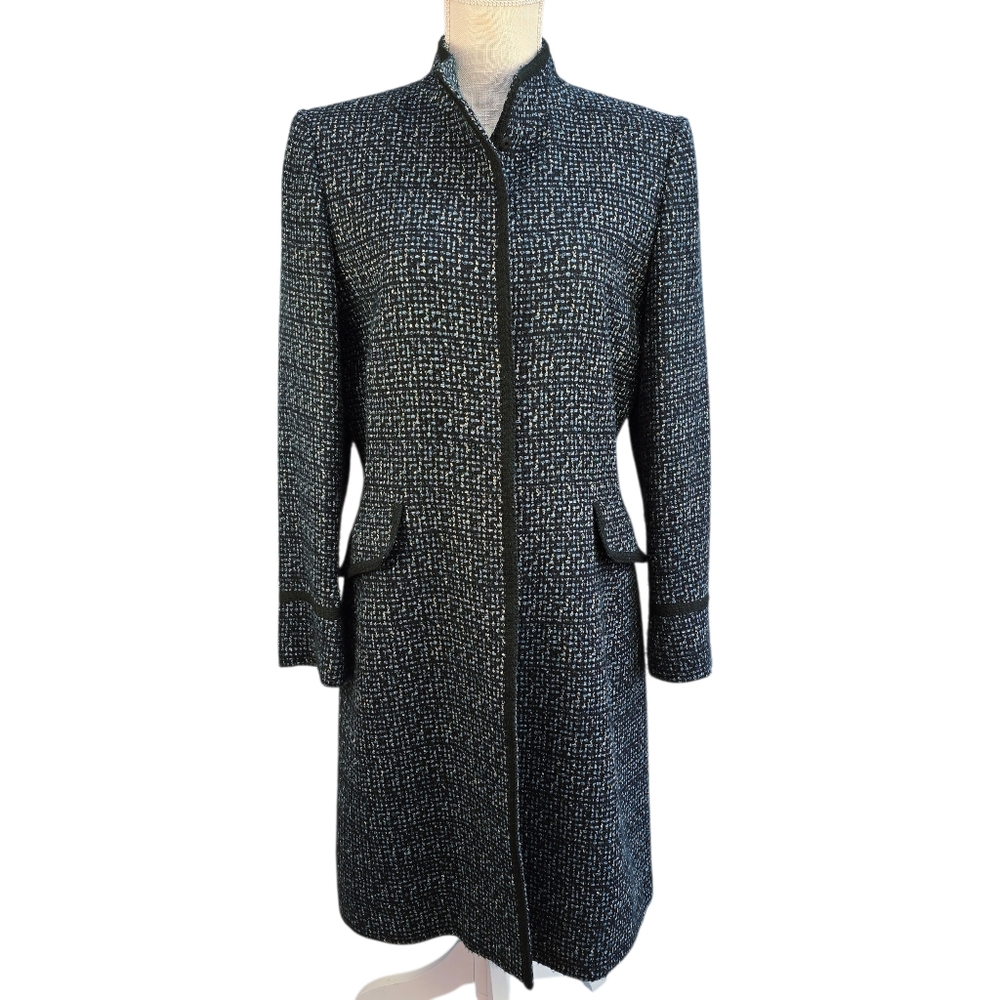 Tahari Arthur S Levine Long Tweed Coat Womens 10
